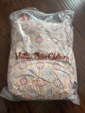 Matilda Jane Cream Kids Sized Sleeping Bag with Pink, Blue & Gold Floral Pattern